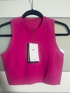 Nike Bright Pink Zip-Front Athletic Crop Top